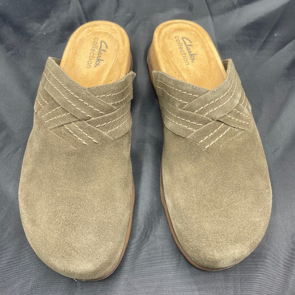 Clarks Women's Brynn Suede Glide Clogs, Dark Olive